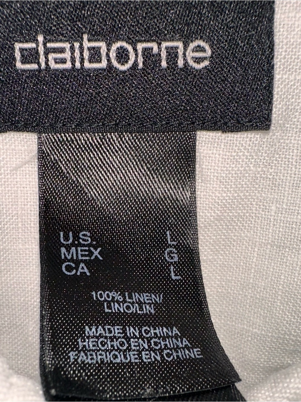 Claiborne LINEN 100% Shirt White Short-Sleeve Button Down - Picture 5 of 6